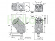 Thumbnail of F1-041-RB 3784040 Parker hydraulic piston bent-axis pump 41 cm3 splined shaft z8 BSP threads CW rotation for truck