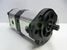 Image 1LM27-12DG09R1 Roquet double hydraulic gear pump 18+8 cm3 with z9 splined shaft and threaded GAS ports