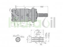 Thumbnail of O motor hidráulico WMTF-T200 Hidraoil possui potência alternativa 200 cc/rev 35 HP 540 rpm com eixo estriado agrícola