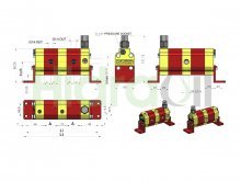 Thumbnail of 9RS04D11 Vivolo gear flow divider 4 elements 1.52 cm3 with single valve 20-140 bar group 0 Vivoil